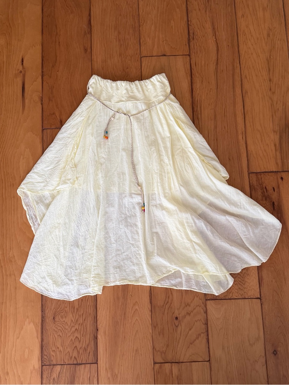 Butter Yellow Gauze Handkerchief Midi Skirt